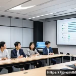 AI 윤리에 대한 교육과 훈련의 중요성 - A modern corporate training room scene in Japan, featuring diverse Japanese professionals attentivel...