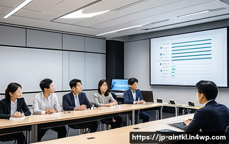 AI 윤리에 대한 교육과 훈련의 중요성 - A modern corporate training room scene in Japan, featuring diverse Japanese professionals attentivel...