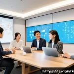 AI 시스템의 공정성 강화를 위한 포럼 - A diverse team of AI developers and ethicists collaborating in a modern conference room, featuring a...