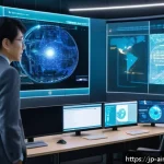 AI의 윤리적 의사결정 모델 개발 - A futuristic AI ethics control room with diverse human experts and AI systems collaborating; large t...
